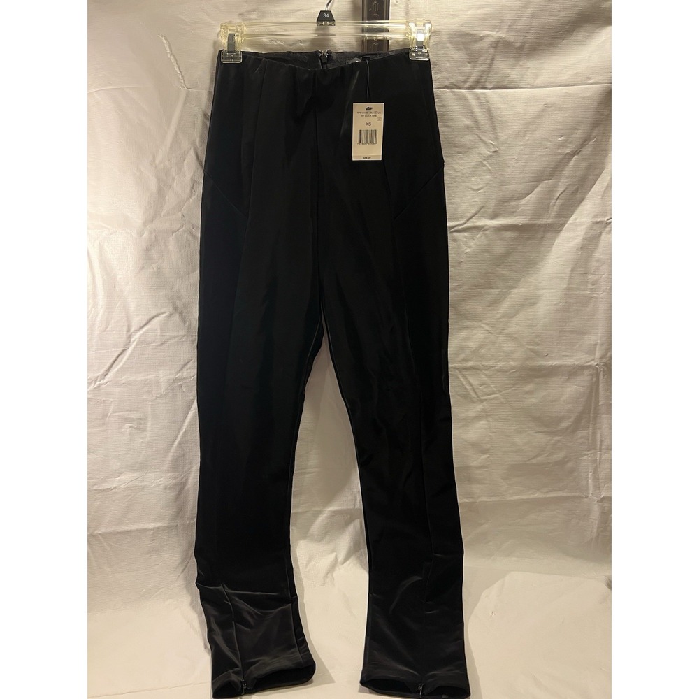 GUESS Jet Black Soft Liquid Pants Womens XS High Rise Zipper Ankle Leggings NEW